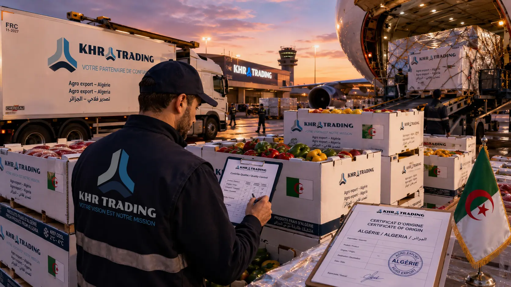 Illustration d’un fret export préparé à l’aéroport d’Alger